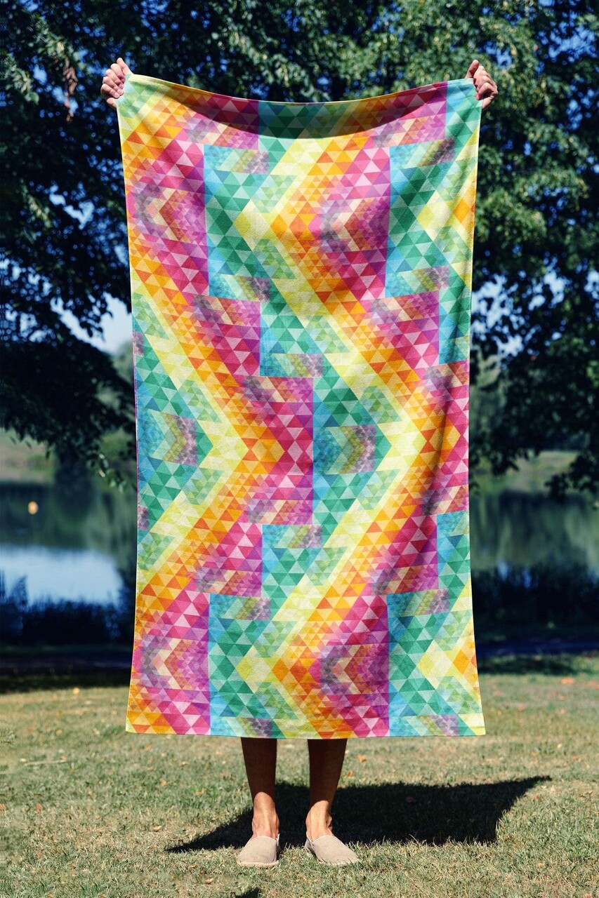 Prosop de plaja, L'essentiel Maison, Geometric Mozaic 70, 70x130 cm, Multicolor - imagine 6